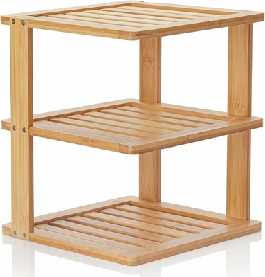 Estante de madera de bambú libre de pie, escritorio de la cocina Estante de esquina 10x10x11.5 pulgadas