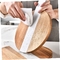 Tabla de cortar que empalma de madera de la tabla de cortar de la cocina del acacia redondo del mármol con la manija