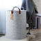 manijas de la piel artificial de Grey Felt Storage Basket With del lavadero de 4m m