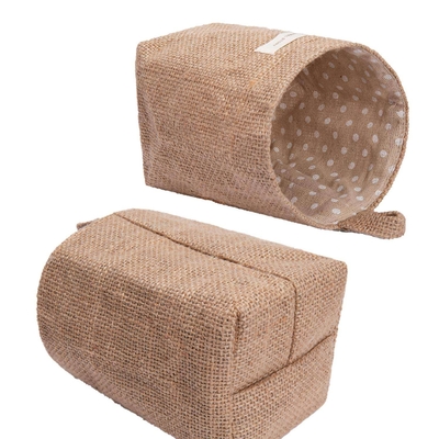 Paquete de 4 bolsas de almacenamiento para colgar en la pared, cesta de almacenamiento de lino y algodón, familia plegable