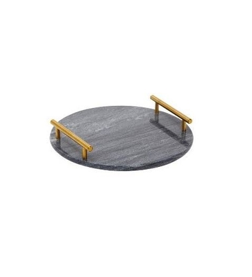 El metal maneja 12 pulgadas de piedra de mármol Tray For Home And Restaurant