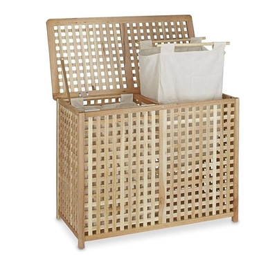 Cesto sucio plegable de bambú del estante del lavadero de la cesta de ropa con las tapas