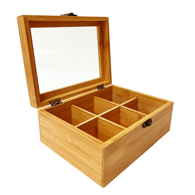 Caja de almacenamiento del té del bambú del hogar los 24x16x9cm de madera con la tapa