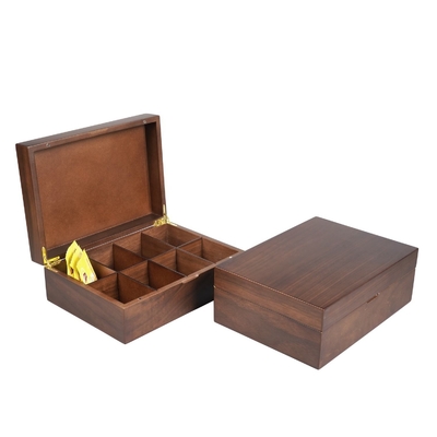 Bolsas de té de nuez caja de almacenamiento de madera con 8 compartimientos