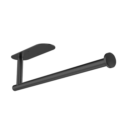 Cocina debajo del gabinete soporte de papel de cocina de acero inoxidable montado en la pared adhesivo negro