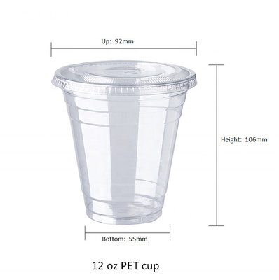 Tazas de café de plástico reciclables de 12 oz con pajita