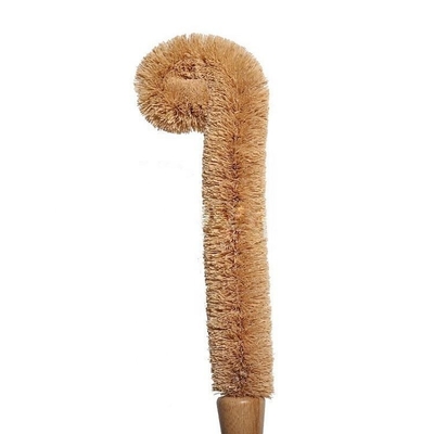 Fregado de las botellas largo de vidrio del coco de la manija del cepillo de bambú de la cocina del diseño del codo