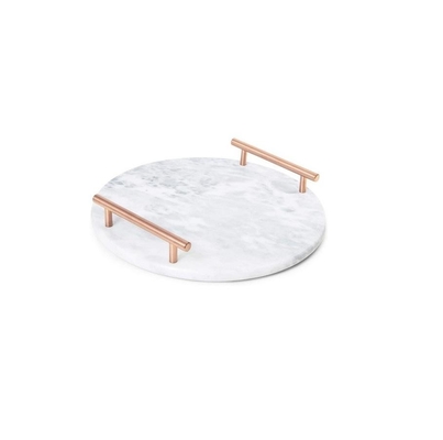 El metal maneja 12 pulgadas de piedra de mármol Tray For Home And Restaurant