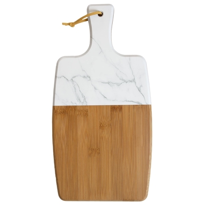 Bandeja que empalma de madera de la tabla de cortar de la cocina del acacia de madera del mármol con la manija