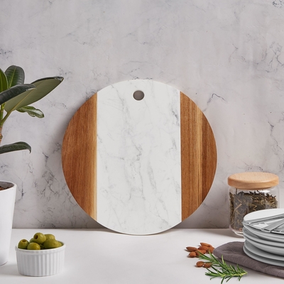 Tabla de cortar de Tray Marble Acacia Wood Splicing de la cocina