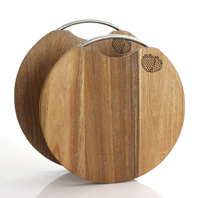 Tabla de cortar de madera del acacia del diámetro los 30cm de la ronda de la cocina con la manija