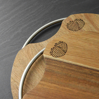 Tabla de cortar de madera del acacia del diámetro los 30cm de la ronda de la cocina con la manija