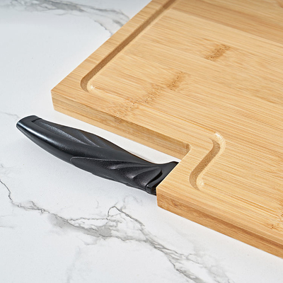 Carnicero de bambú orgánico Block Cutting Board de la extra grande con el tenedor y el surco del cuchillo