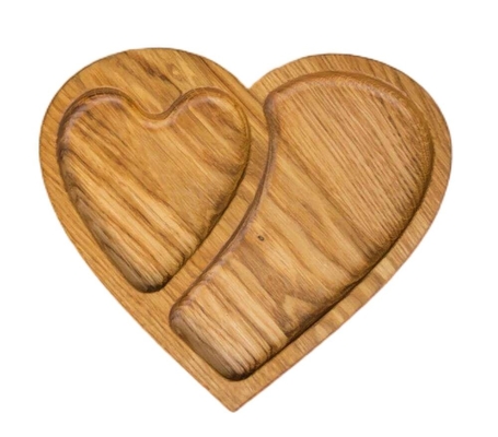 Plato de bambú en forma de corazón para servir nuez bandeja de fruta de madera ecológica