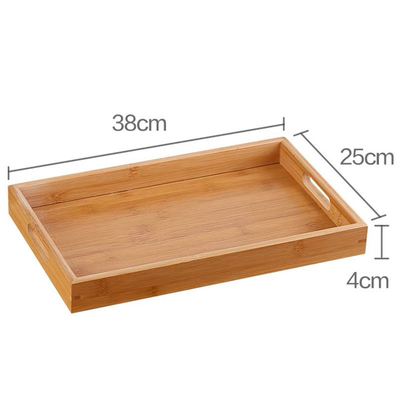 bandeja de bambú rectangular ecológica con diseño moderno sostenible y paleta de colores naturales