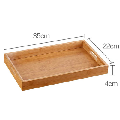 bandeja de bambú rectangular ecológica con diseño moderno sostenible y paleta de colores naturales
