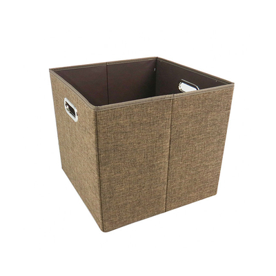 Cajas de almacenamiento de lino plegables del tejido de poliester del OEM los 31*31*31CM